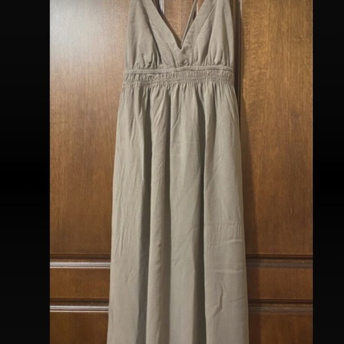 Iso summer backless dress used, khaki, size M