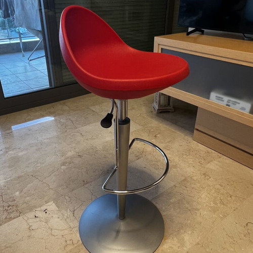 Bar stool red like new, height 88-96.5 cm