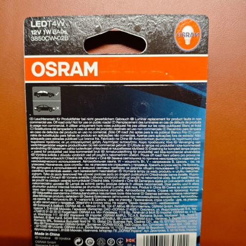 Osram Lamps Car LEDriving Cool White T4W LED 6000K 12V 1W 2pcs new