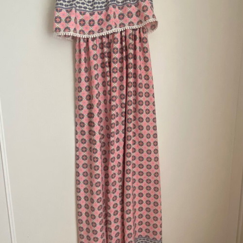 Maxi strapless dress Regalinas like new, white and pink