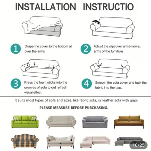 Elastic sofa and armchair covers set used, pack of 3, spring style