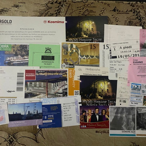 Collection of used tickets, 50 pieces from worldwide travels