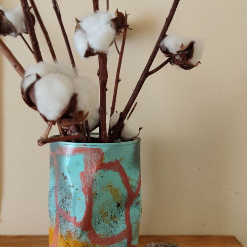 Metal Vase Handpainted 20cm Height New