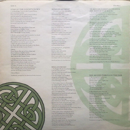 Van Morrison & The Chieftains Irish Heartbeat LP used, folk