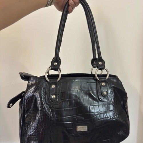 Efstathopoulos Black Genuine Leather Shoulder Bag preloved condition