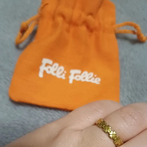 Folli Follie ring stainless steel with 18k gold plating like new, size 52