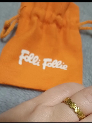 Folli Follie ring stainless steel with 18k gold plating like new, size 52