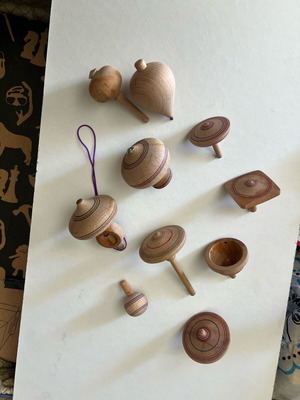 Wooden spinning tops like new