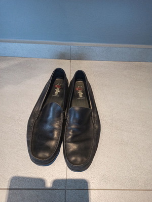 Leather moccasin shoes used, size 45, black