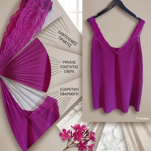 Women's top blouse with lace straps, magenta