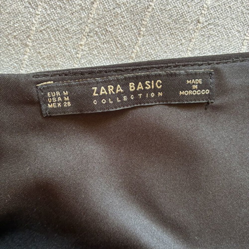 Zara black faux-wrap crop top with exposed back zip, size M