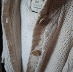 Bershka women's beige cardigan with fur, small, like new