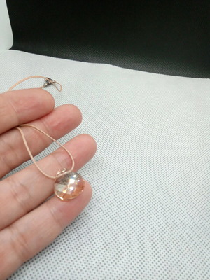 Pendant with transparent beige shiny crystal bead new