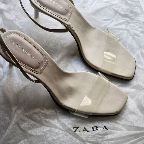 Zara clear slingback sandals like new, size 39, beige