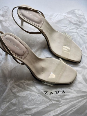 Zara clear slingback sandals like new, size 39, beige