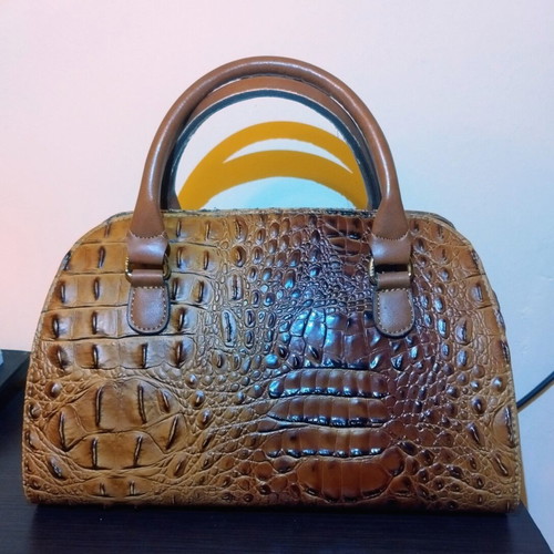 Hunter crocodile pattern handbag, brown