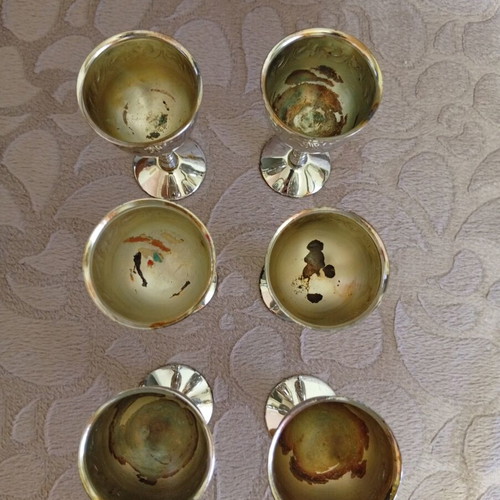 Set of 6 silver-plated antique glasses used