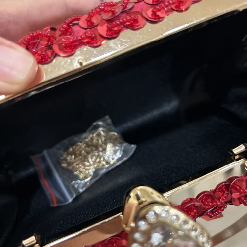 Red evening clutch bag, handmade