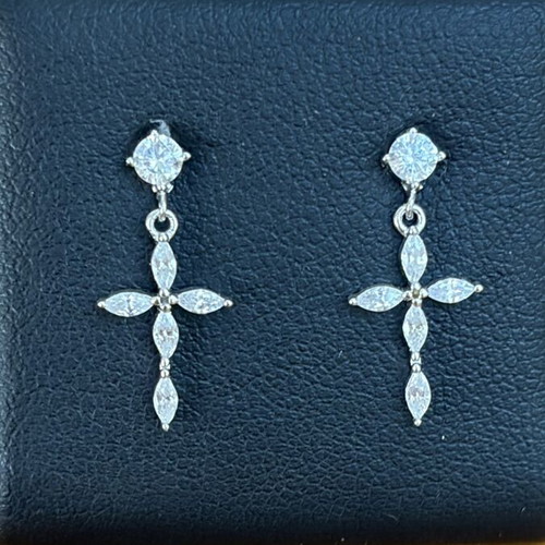 Cross earrings with stones silver 925 new