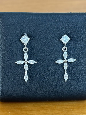 Cross earrings with stones silver 925 new
