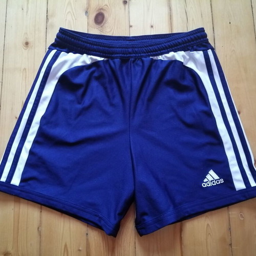 Adidas Climalite boys' sports shorts size M, dark blue and white