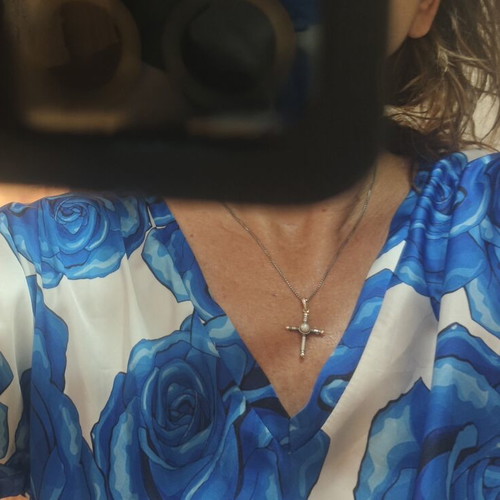 Women's silver cross with gold, like new