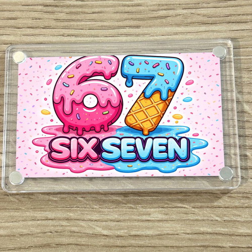 Acrylic fridge magnet Six Seven Gen Alpha meme new 9x6cm