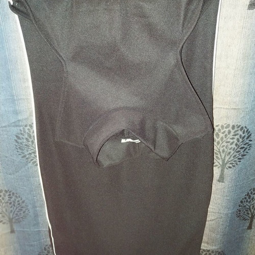 Fitted dress black with white stripes like new, size S