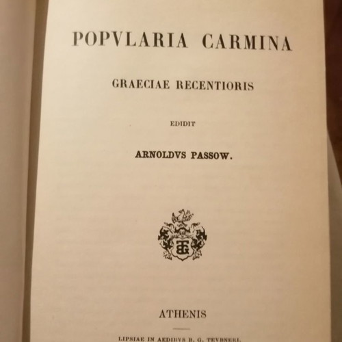 Romaika Tragoudia Arnoldus Passow like new