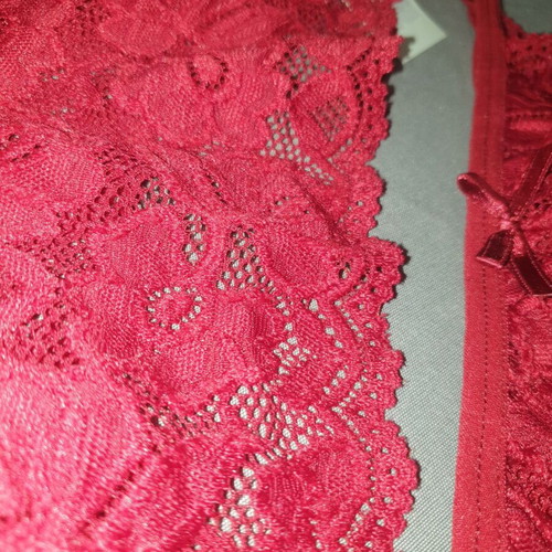 Bralette and bottom set Prestige new, burgundy lace L/XL