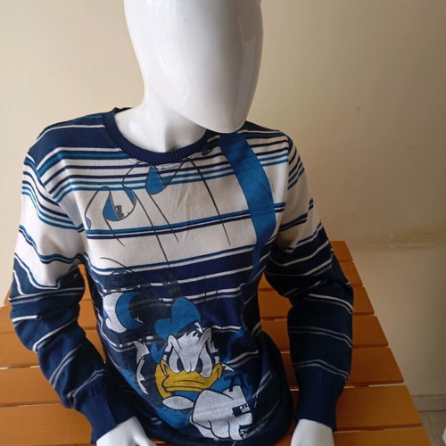 Ανδρικό πουλόβερ Surf μπλε με ζωγραφιά Donaldduck, μακρυμάνικο σαν καινούργιο
