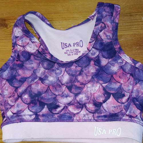 Girls' Gymnastics Bustier like new, size 5-6 years, purple with mermaid design