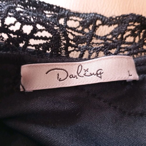 Darling classic women's black velvet dress with lace like new, size L