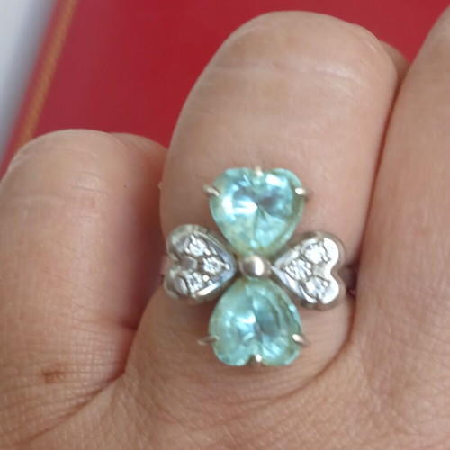 Ring with natural topaz, silver 925, 17 mm
