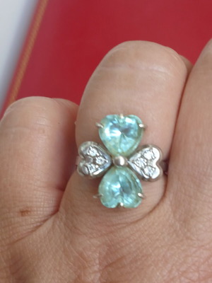 Ring with natural topaz, silver 925, 17 mm
