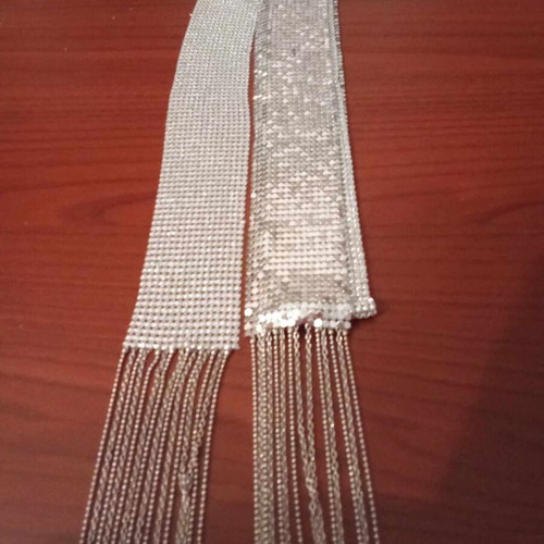 Vintage evening belt like new, silver with metallic texture