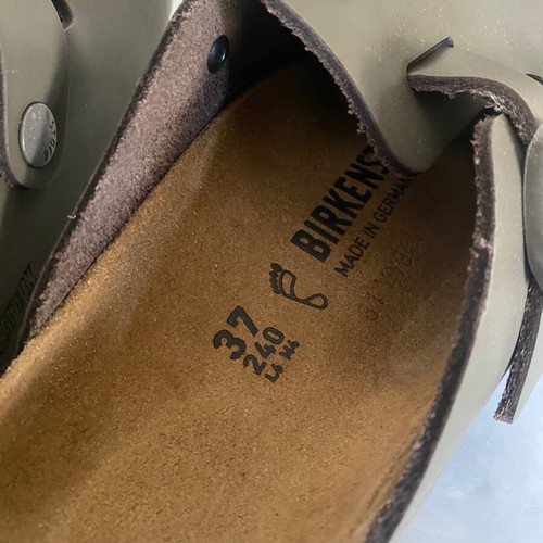 Birkenstock Boston mules, concrete gray leather