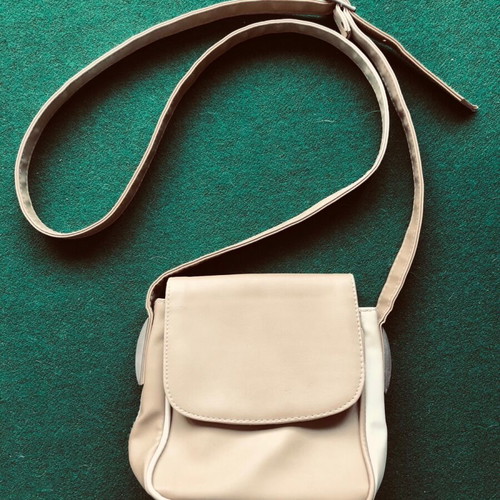 Shoulder bag used, beige with adjustable strap