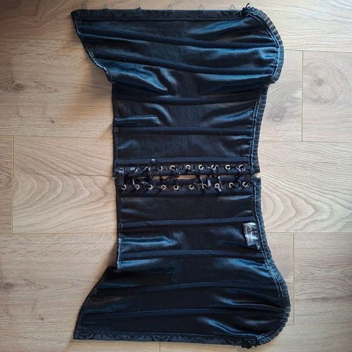Corset black gothic with lace used, jacquard pattern, boning, size M