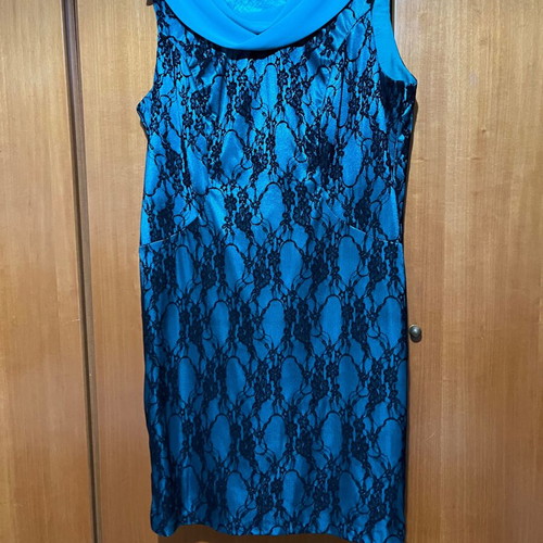 Lace formal dress like new, black and green