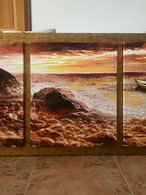 Rocks and Sunset Biz Art painting like new, multipanel oil print