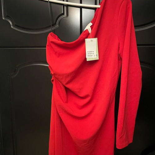 H&M mini one-shoulder dress new, red, size L