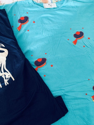 Cotton4all New Daniel turquoise T-shirt and vintage blue graphic T-shirt set