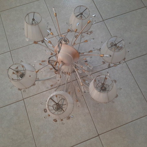 Vintage 6-light ceiling lamp with crystals like new