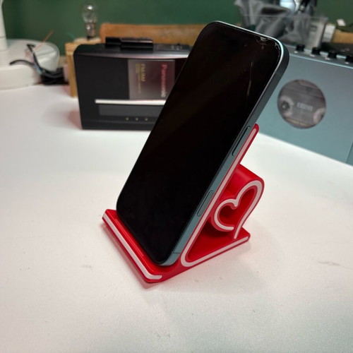 3D Printed Red Mobile Phone Stand New With Heart Design