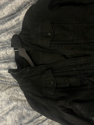Hard Fabric Denim Jacket Be Edgy like new, reversible black and camouflage