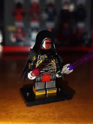 Darth Revan (V2) Lego minifigure with cape and lightsabers
