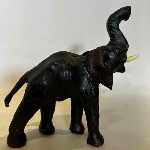 Elephant decorative figure used, leather 18x18x5 cm