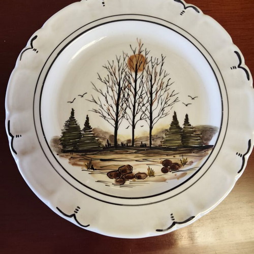 Decorative handmade platter used, 30 cm diameter