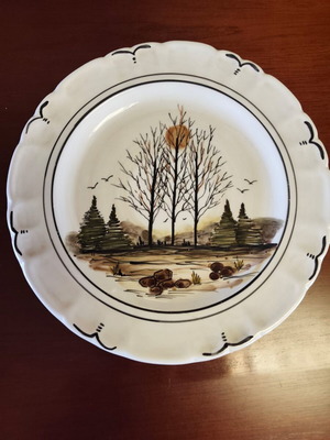 Decorative handmade platter used, 30 cm diameter